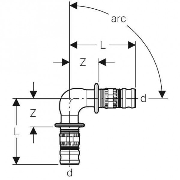 Geberit Uitlaatbocht PVDF 90° d50 Universal (626271005)