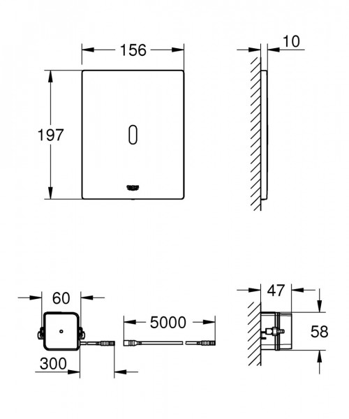 Bedieningspaneel Toilet Grohe Tectron Bau E Infrarood met transformator Alpenwit