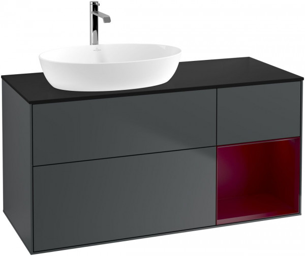 Meuble Pour Vasque à Poser Villeroy et Boch Finion Midnight Blue/Peony/Glass Black FA52HBHG