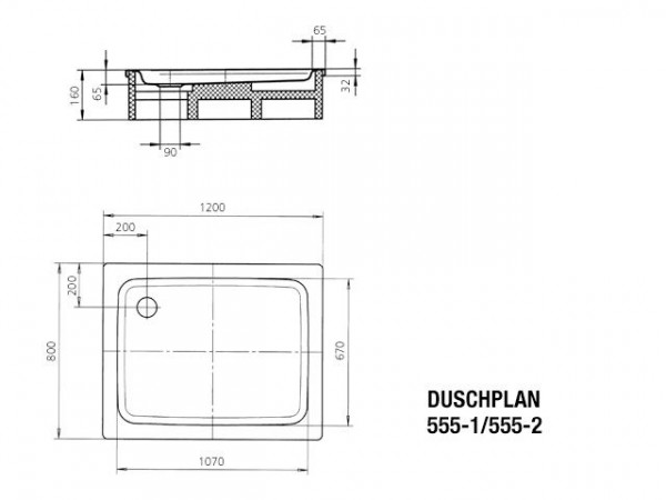 Kaldewei Douchebak Rechthoekig Mod.555-1 Duschplan (448200010)