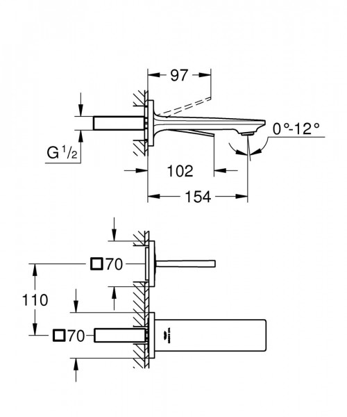 Inbouw Wastafelkraan Grohe Allure 150 mm Hard Graphite