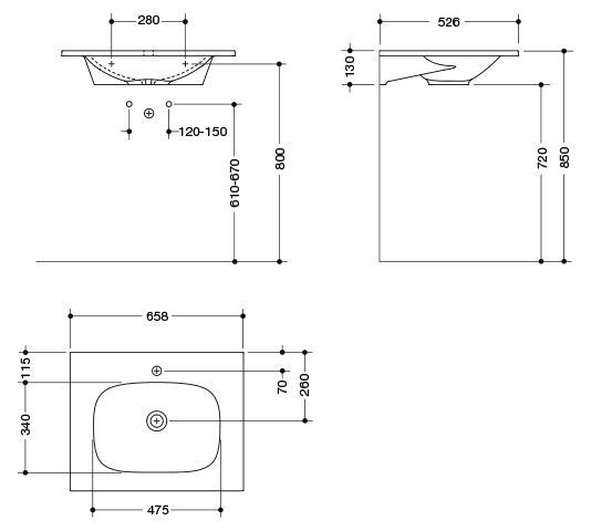 Hewi Hangende Wastafel System M 40 658 mm Alpenwit M40.11.100