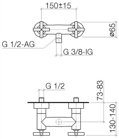 Dornbracht Mengkraan Bad Tara. 2 Gaten 146mm