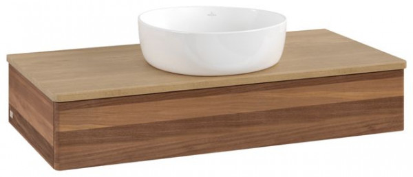 Wastafelmeubel Voor Opzet Waskom Villeroy en Boch Antao 1 lade 1000x190x500mm Warm Walnut/Honey Oak