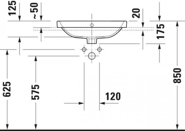 Duravit No.1 inbouwwastafel 55x43.5x17.5cm Hoogglans Wit 03555500272