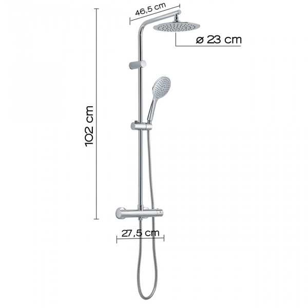 Gedy Regendouche G-EASY MIX 1000xØ230x460mm Chroom