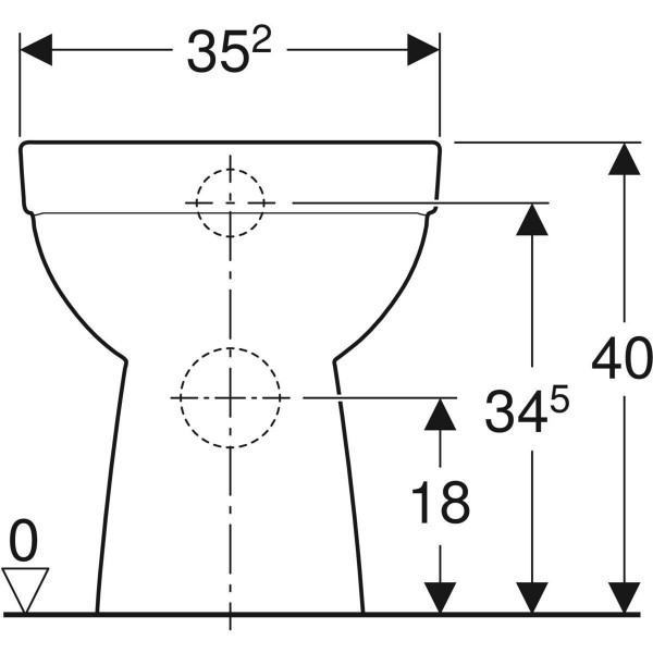 Geberit Staand Toilet Renova Randloze Holle bodem 352x400x490mm Wit