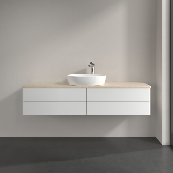 Wastafelmeubel Voor Opzet Waskom Villeroy en Boch Antao 1600x360x500mm White Matt Laquered/Boticcino