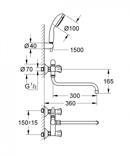 Grohe Doucheset Costa 1 jet Chroom