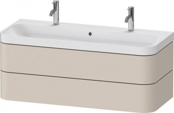 Set Meuble Salle De Bain Duravit Happy D.2 Plus Lavabo double, Meuble 2 tiroirs 1175mm Taupe Super Mat HP4379O83830000