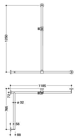 Hewi Badgreep System 900 met douchestang 900.35.30540