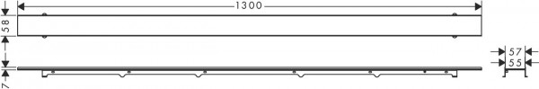 Douchegoot Hansgrohe RainDrain Rock 1200mm inkortbaar en betegelbaar