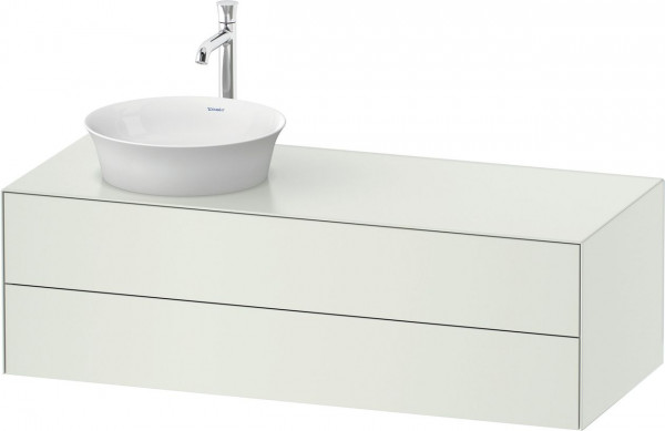 Meuble Pour Vasque à Poser Duravit White Tulip 2 tiroirs, vasque gauche 1300x408mm Blanc mat soyeux WT4987L3636