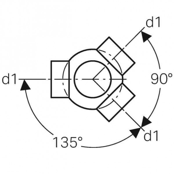 Geberit Kogelbuis 88,5° 3 uitlaten 135° koppelingen d110/110 PE (367600161)