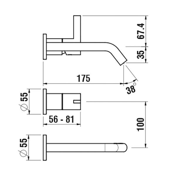 Inbouw Wastafelkraan Laufen KARTELL 2-gaats 175mm Chroom