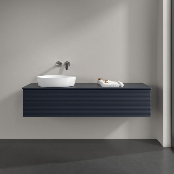 Wastafelmeubel Voor Opzet Waskom Villeroy en Boch Antao 1600x360x500mm Midnight Blue Matt Lacquer