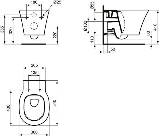 Ideal Standard Hangend Toilet Connect Air met AquaBlade-technologie E0054