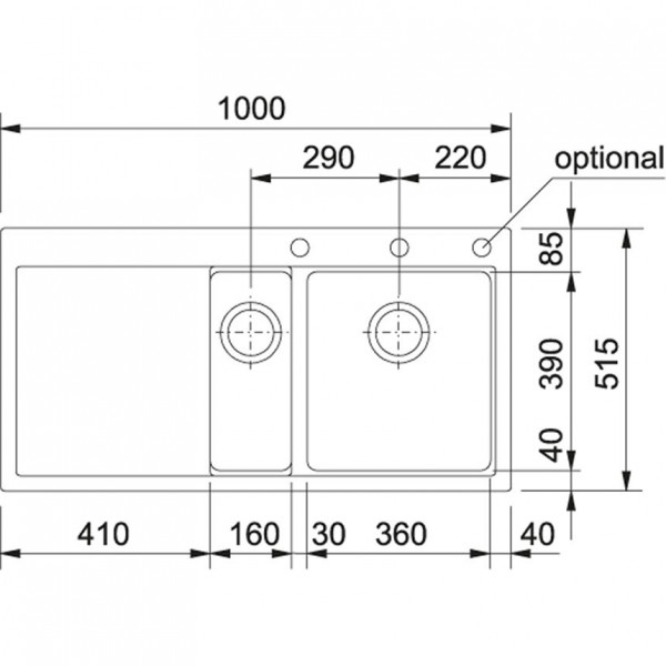 Franke Inbouw Spoelbak Mythos 1 bak met afdruipgedeelte 1000mm Fragranit+ 10864