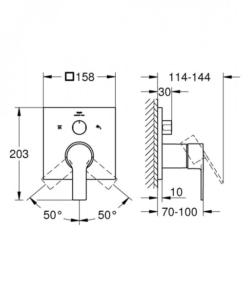 Inbouw Douchekraan Grohe Allure met 3-weg omsteller Hard Graphite