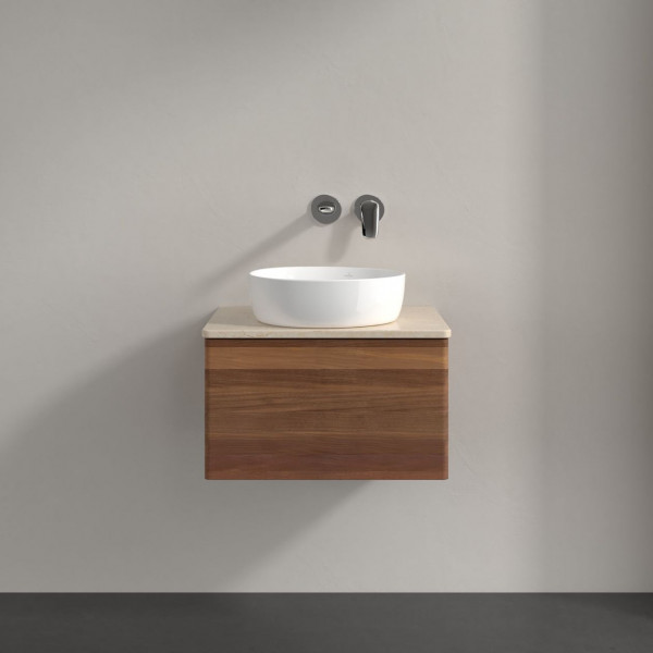 Wastafelmeubel Voor Opzet Waskom Villeroy en Boch Antao 600x360x500mm Warm Walnut/Boticcino