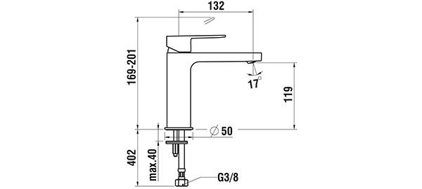 1 Gats Mengkraan Laufen NEJA zonder afvoerinzet 132mm Chroom