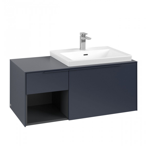 Villeroy et Boch Subway 3.0 Meuble sous plan, 2 tiroirs sur rails, 1001 x 423 x 500 mm droite Bleu Marine/Monochrome