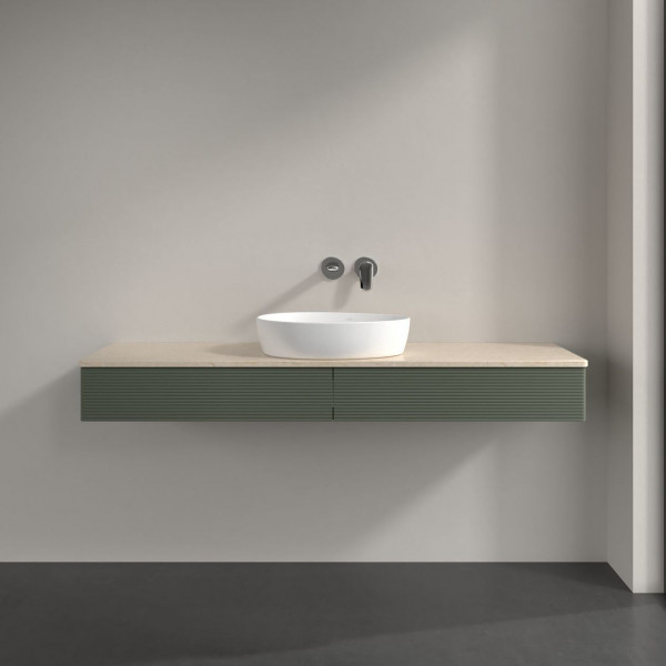 Wastafelmeubel Voor Opzet Waskom Villeroy en Boch Antao 1600x190x500mm Leaf Green Matt Lacquer/Bo...