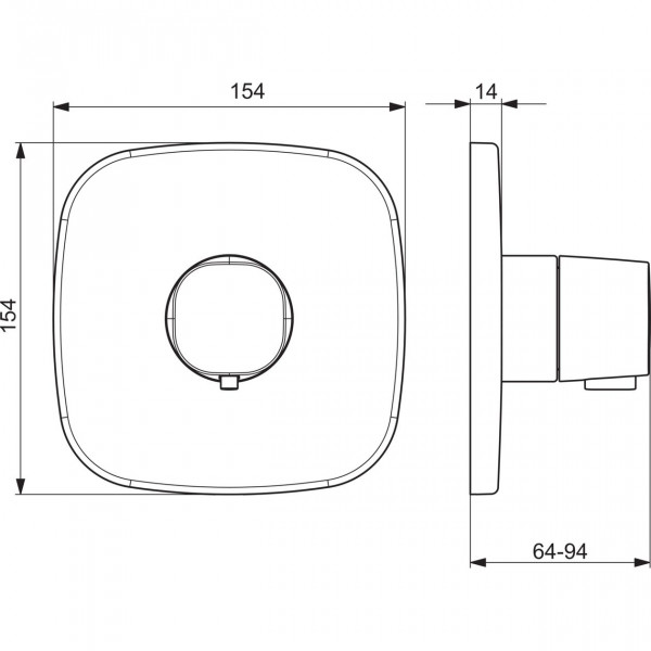 Thermostatische Douchemengkraan Hansa LIVING Soft Edge, inbouw Chroom