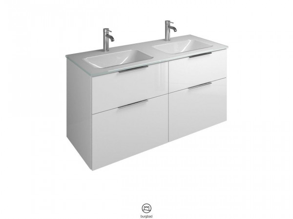 Set Meuble Salle De Bain Burgbad Eqio Double Lavabo, Meuble 4 tiroirs 1220x615mm Personnalisable SEYY122-PN258