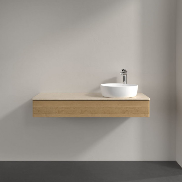 Wastafelmeubel Voor Opzet Waskom Villeroy en Boch Antao 1200x190x500mm Honey Oak/Boticcino