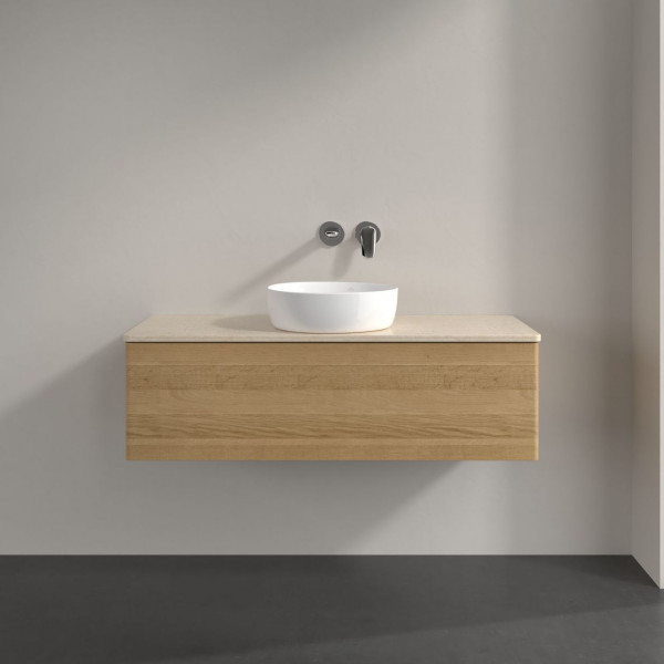 Wastafelmeubel Voor Opzet Waskom Villeroy en Boch Antao 1200x360x500mm Honey Oak/Boticcino