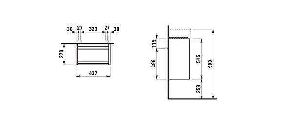 Fonteinmeubel Laufen LANI Rechterscharnier 1 deur voor Kartell 270x437x515mm Veelkleurig