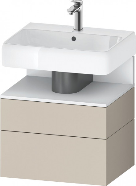 Meuble Pour Vasque à Poser Duravit Qatego suspendu 2 tiroirs 590mm Blanc Mat/Taupe Super Mat QA4393018830000