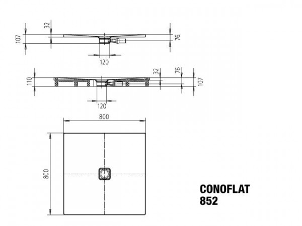 Kaldewei Douchebak Vierkant Mod.852-2 Conoflat (466835000)