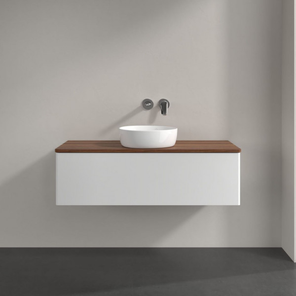 Wastafelmeubel Voor Opzet Waskom Villeroy en Boch Antao 1200x360x500mm Glossy White Lacquer/Warm ...