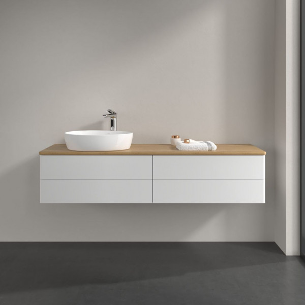 Wastafelmeubel Voor Opzet Waskom Villeroy en Boch Antao 1600x360x500mm Glossy White Lacquer/Honey...