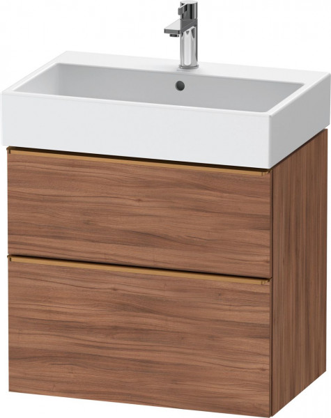 Meuble Pour Lavabo Encastrable Duravit D-Neo 2 tiroirs, poignées bronze pour Lav. Vero Air 684mm Noyer naturel DE4372004790000