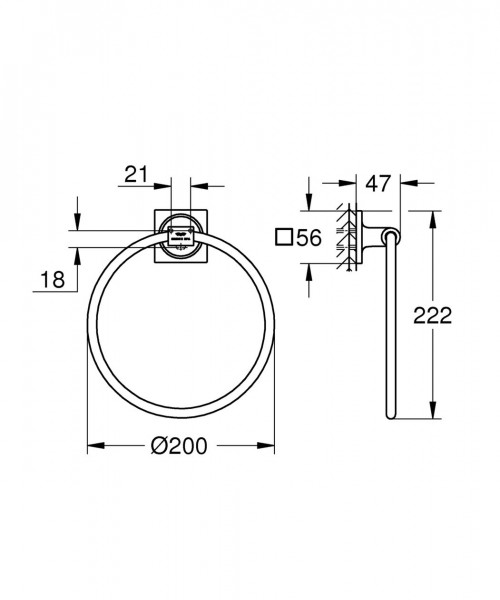 Handdoekring Grohe Allure Muur Hard Graphite