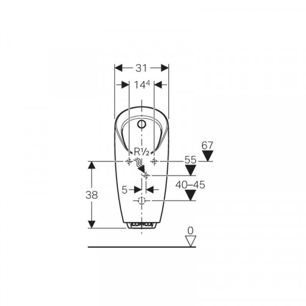 Geberit Preda urinoir waterloos geschikt voor geintegr.besturing wit 116075001