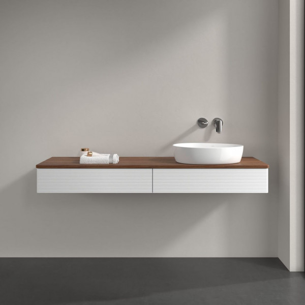 Wastafelmeubel Voor Opzet Waskom Villeroy en Boch Antao 1600x190x500mm White Matt Laquered/Warm W...