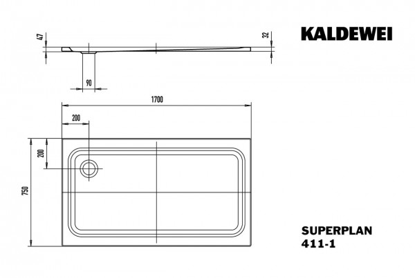 Kaldewei Douchebak Rechthoekig Mod.411-1 Superplan XXL (431100010)