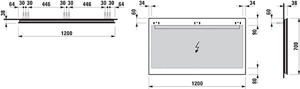 Badkamerspiegel Met Verlichting Laufen LEELO schakel 1200x700mm Zilver geanodiseerd/reflecterend