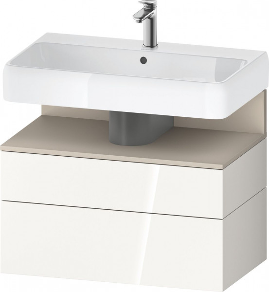 Meuble Pour Vasque à Poser Duravit Qatego suspendu 2 tiroirs 790mm Taupe Super Mat/Blanc Brillant QA4394083220000