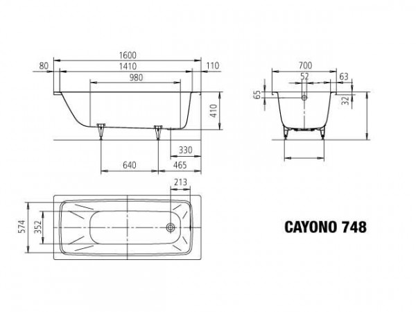 Kaldewei Standaard Bad model 748 Cayono (274800010)