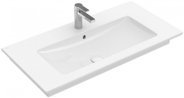 Villeroy & Boch Venticello meubelwastafel met wasbak midden zonder kraangat 100x50cm met overloop Ceramic+ stone white 4104AJRW