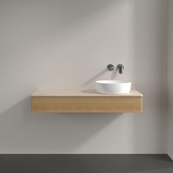 Wastafelmeubel Voor Opzet Waskom Villeroy en Boch Antao 1200x190x500mm Honey Oak/Boticcino