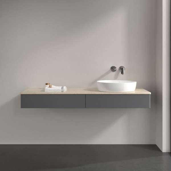 Wastafelmeubel Voor Opzet Waskom Villeroy en Boch Antao 1600x190x500mm Anthracite Matt Laquered/B...