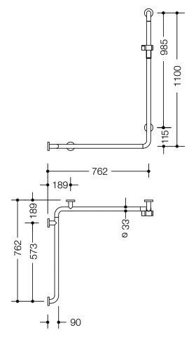 Hewi Badgreep Serie 805 Classic met douchestang 805.35.210L