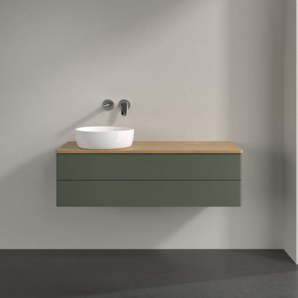 Wastafelmeubel Voor Opzet Waskom Villeroy en Boch Antao 1200x360x500mm Leaf Green Matt Lacquer/Ho...