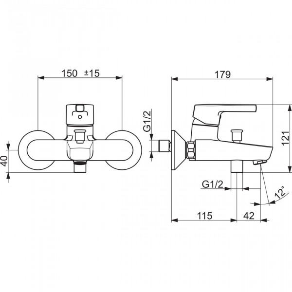 Thermostatische Mengkraan Bad Douche Hansa PALENO 164mm Chroom